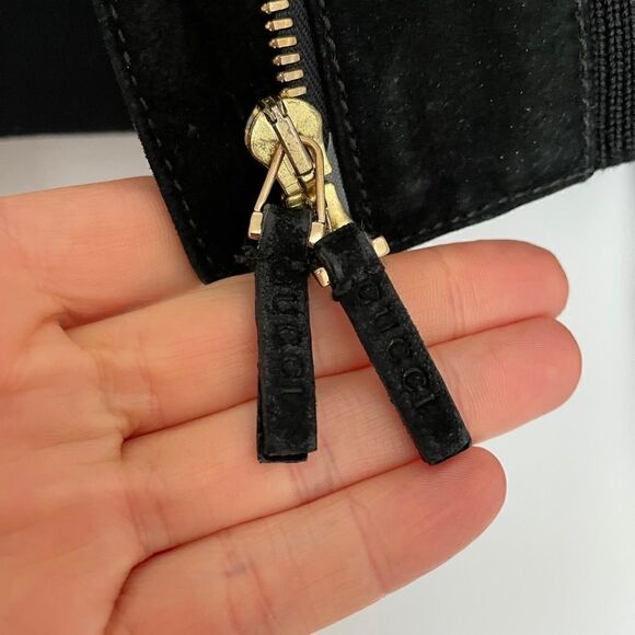 GUCCI Black Suede 100% Leather Bomber Jacket Made in Italy sz 44EU - Picture 10 of 16